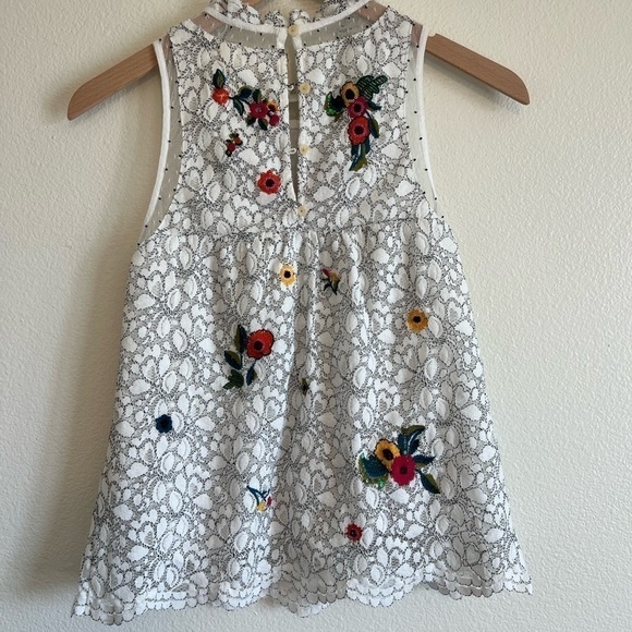 Anthropologie Maeve Macie Embroidered White Sleeveless Tank - Picture 7 of 9